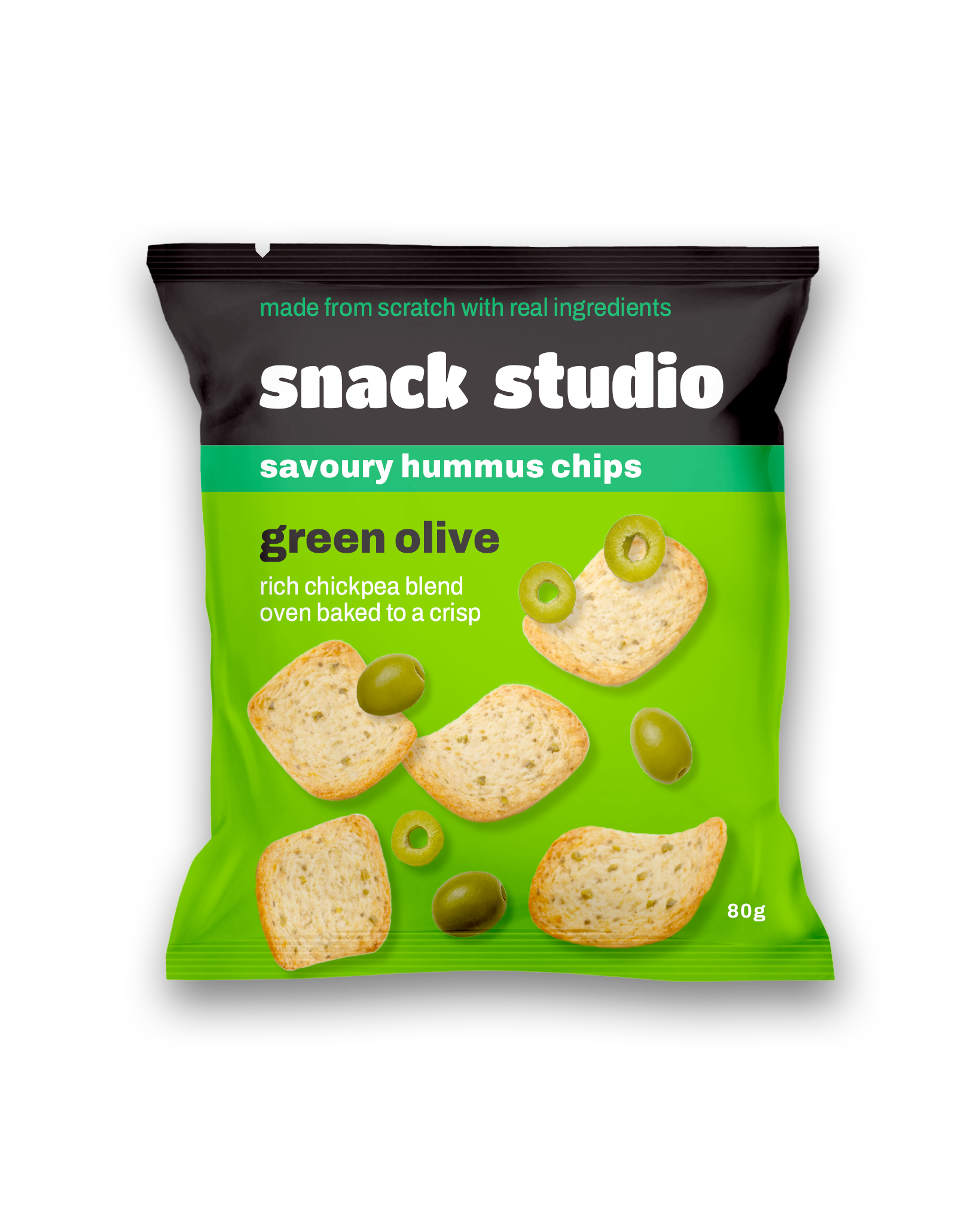 green olive hummus chips