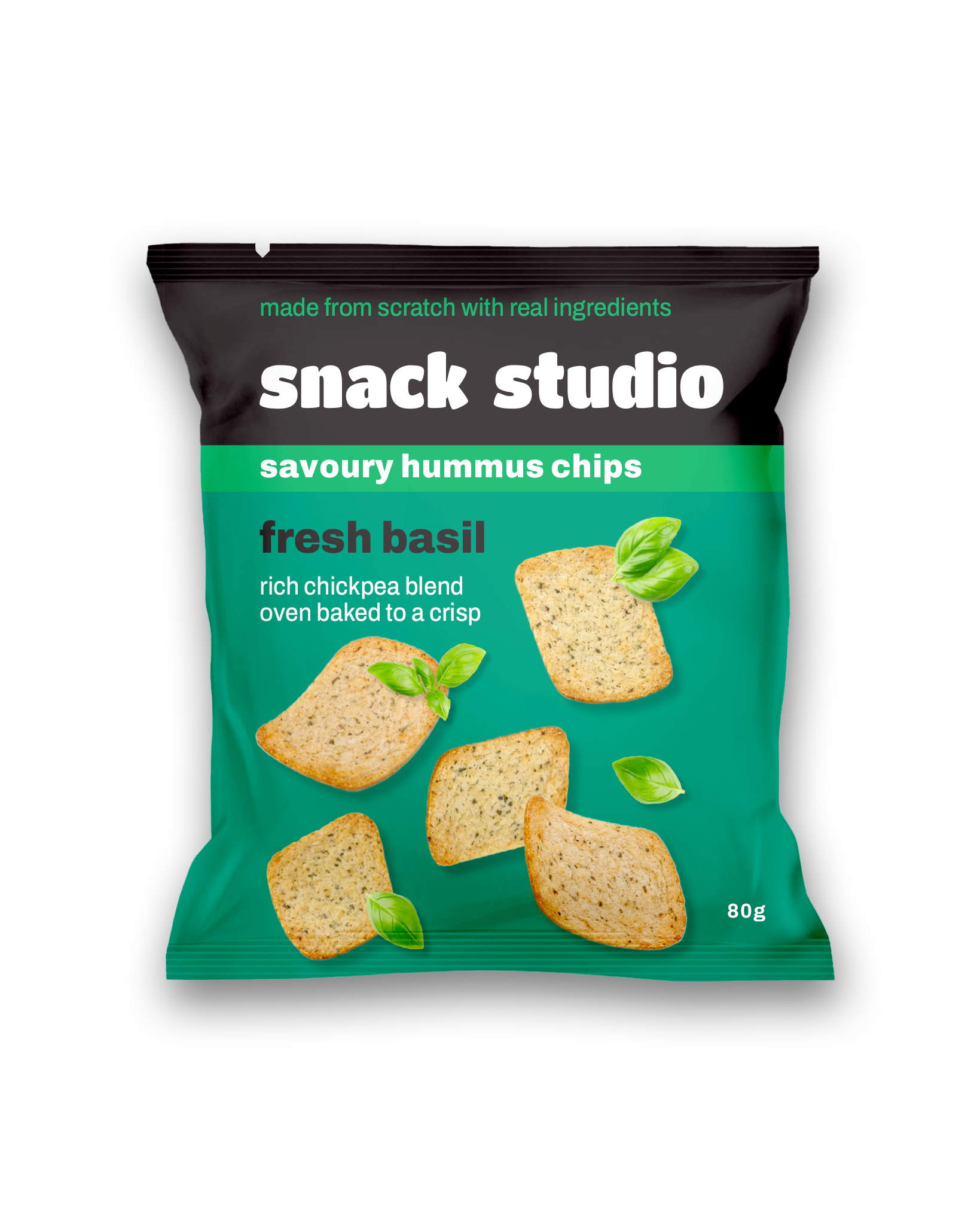 fresh basil hummus chips